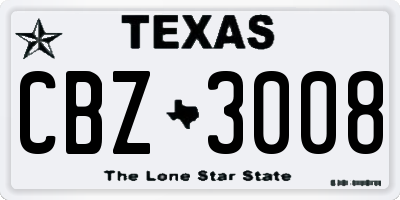 TX license plate CBZ3008