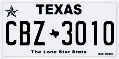 TX license plate CBZ3010