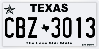 TX license plate CBZ3013