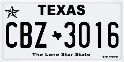 TX license plate CBZ3016