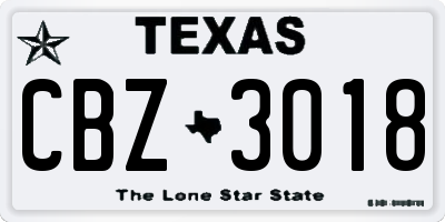 TX license plate CBZ3018