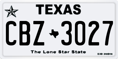 TX license plate CBZ3027