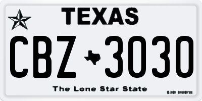 TX license plate CBZ3030
