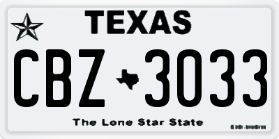 TX license plate CBZ3033