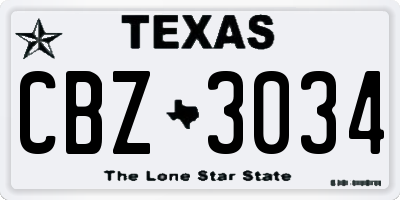 TX license plate CBZ3034
