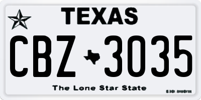 TX license plate CBZ3035