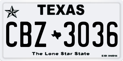 TX license plate CBZ3036