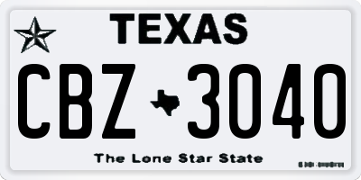 TX license plate CBZ3040