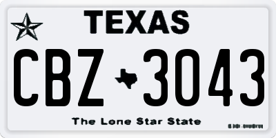 TX license plate CBZ3043