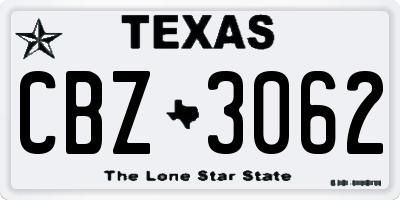TX license plate CBZ3062