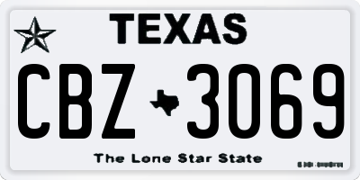 TX license plate CBZ3069