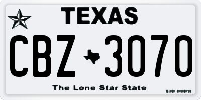 TX license plate CBZ3070