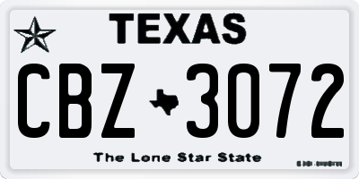 TX license plate CBZ3072