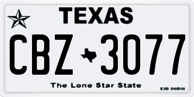 TX license plate CBZ3077