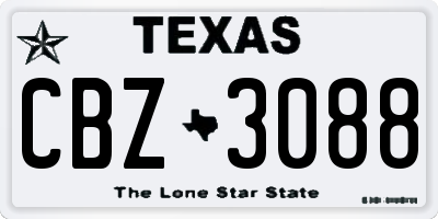 TX license plate CBZ3088