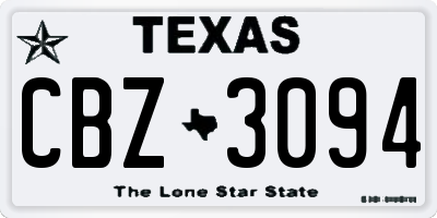 TX license plate CBZ3094