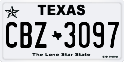 TX license plate CBZ3097