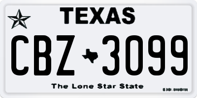 TX license plate CBZ3099