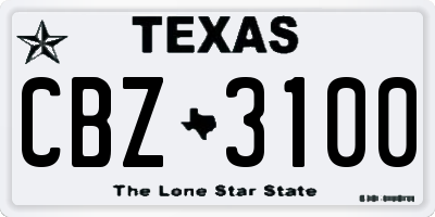 TX license plate CBZ3100