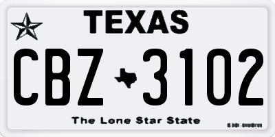 TX license plate CBZ3102
