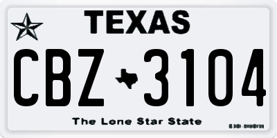 TX license plate CBZ3104