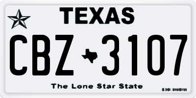 TX license plate CBZ3107