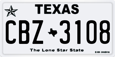 TX license plate CBZ3108