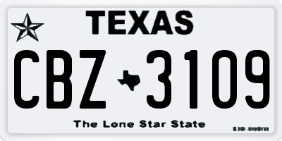 TX license plate CBZ3109