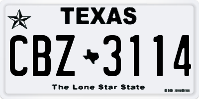 TX license plate CBZ3114