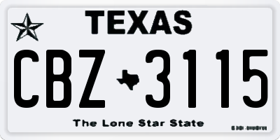 TX license plate CBZ3115