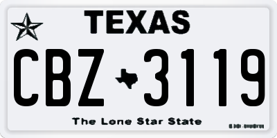 TX license plate CBZ3119