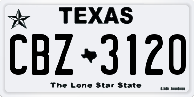 TX license plate CBZ3120