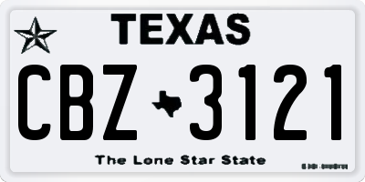 TX license plate CBZ3121