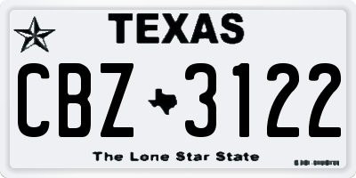 TX license plate CBZ3122