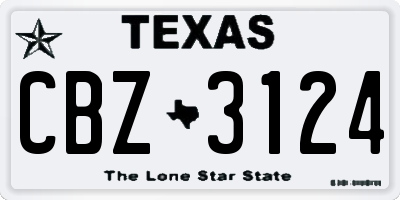 TX license plate CBZ3124