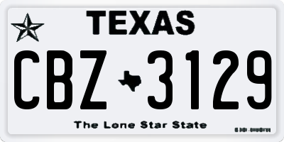 TX license plate CBZ3129