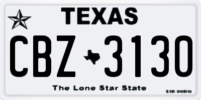 TX license plate CBZ3130