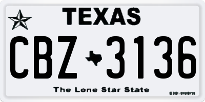 TX license plate CBZ3136
