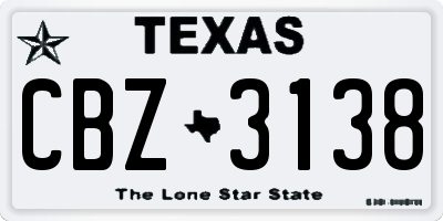 TX license plate CBZ3138