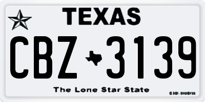 TX license plate CBZ3139