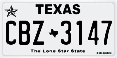 TX license plate CBZ3147