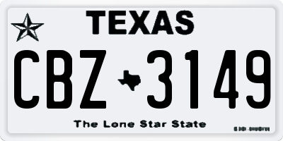 TX license plate CBZ3149