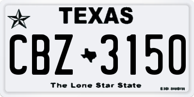 TX license plate CBZ3150