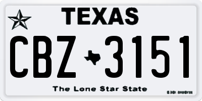 TX license plate CBZ3151