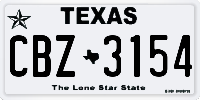 TX license plate CBZ3154