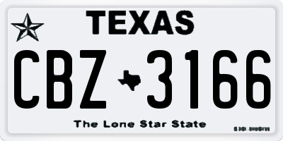 TX license plate CBZ3166