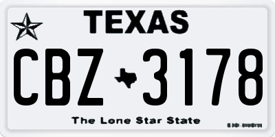 TX license plate CBZ3178