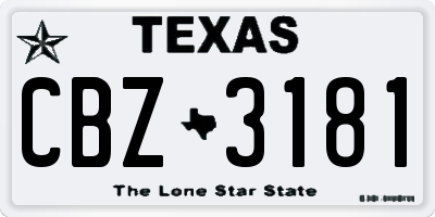 TX license plate CBZ3181