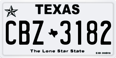 TX license plate CBZ3182