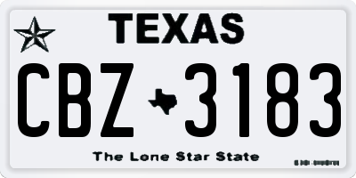 TX license plate CBZ3183